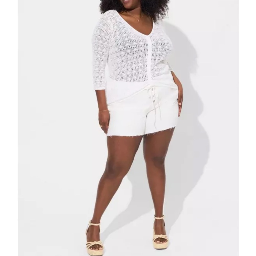 Torrid Open Stitch V-Neck Cinched Front Pullover Top 2X 18/20 NWT